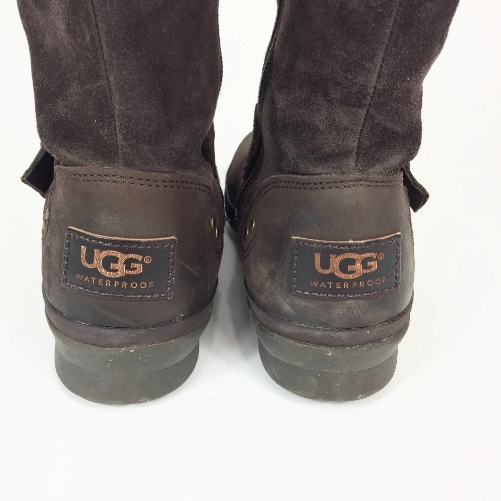 UGG Australia Thomsen Brown Suede Leather Boots 6 - Picture 7 of 8